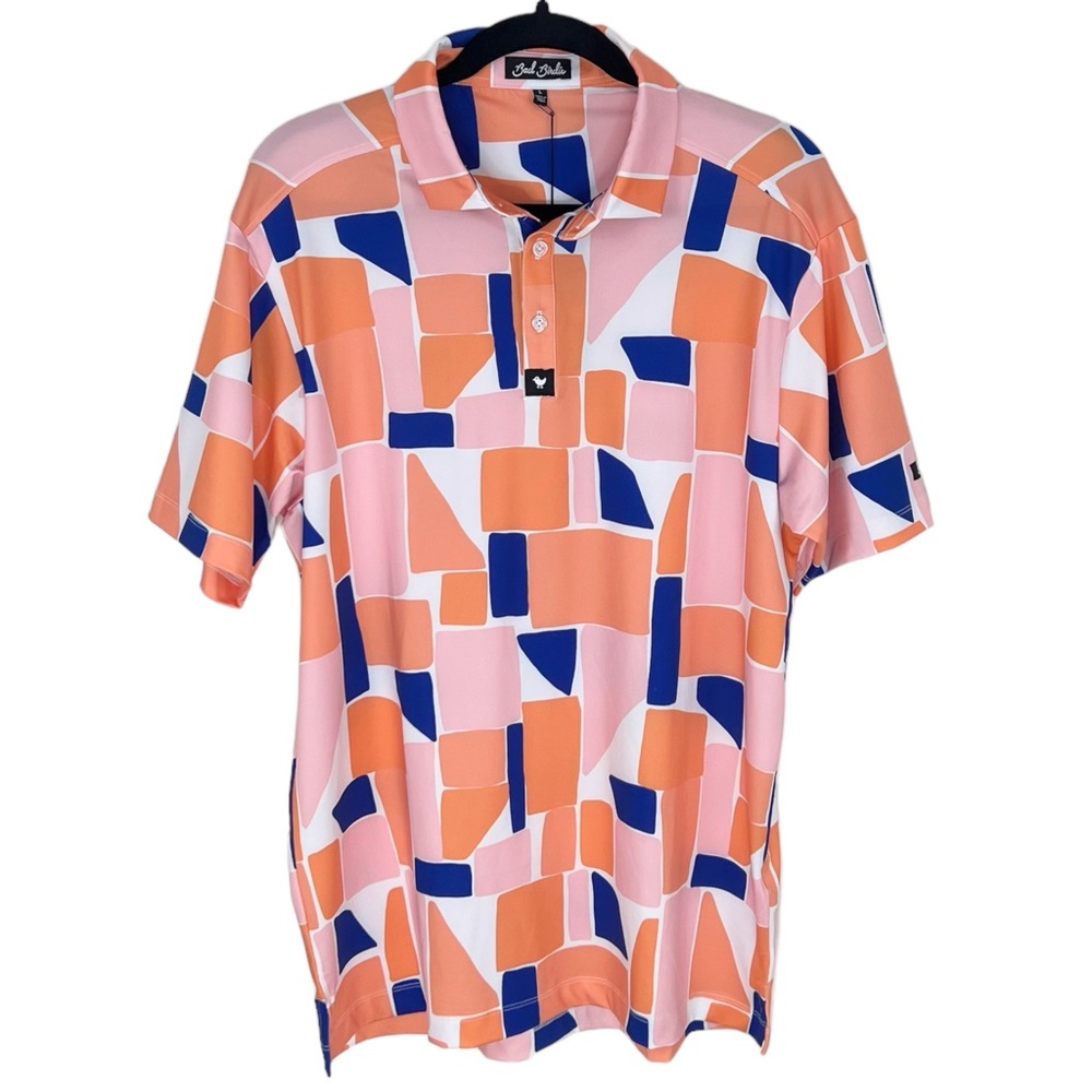 Bad Birdie Men’s Catalina Geometric Print UPF 50+ Golf Polo NWT